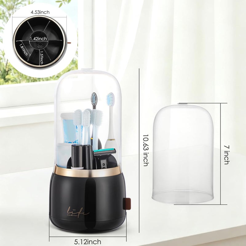 Forest Angle Toothbrush Holders for Bathrooms,Rotating 7-Slot with Cover and Draining Water,Kids Electric Toothbrush Holder and Toothpaste Stand Storage for Bathroom Accessories Counter Organizer Vanity - Image 2